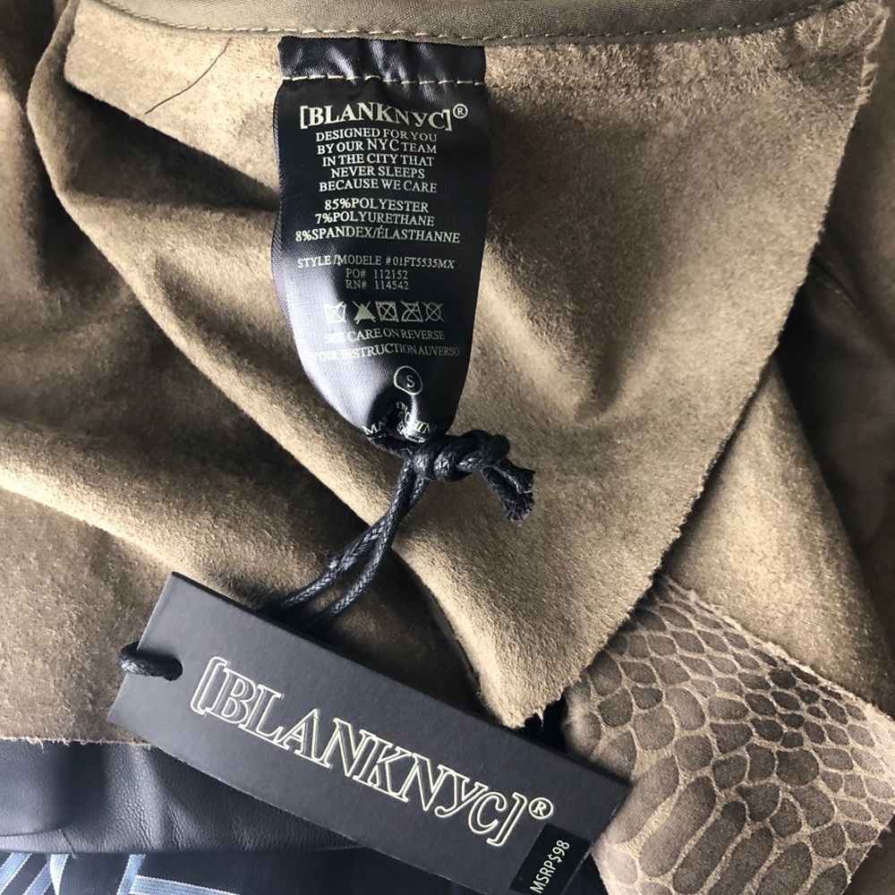 BLANK NYC NEW Draped Olive Green Snake Jacket Cardigan - Picture 5 of 6